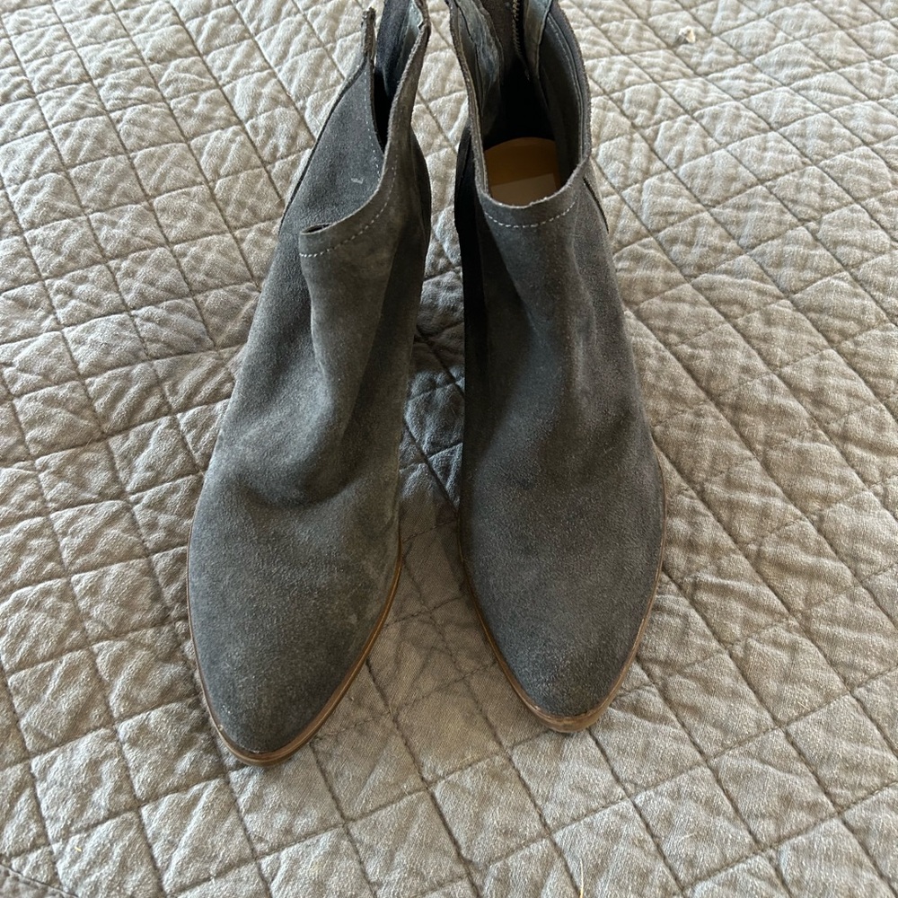 Charcoal grey suede booties